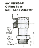 90o ORS-SAE O-Ring Boss Long Adp.